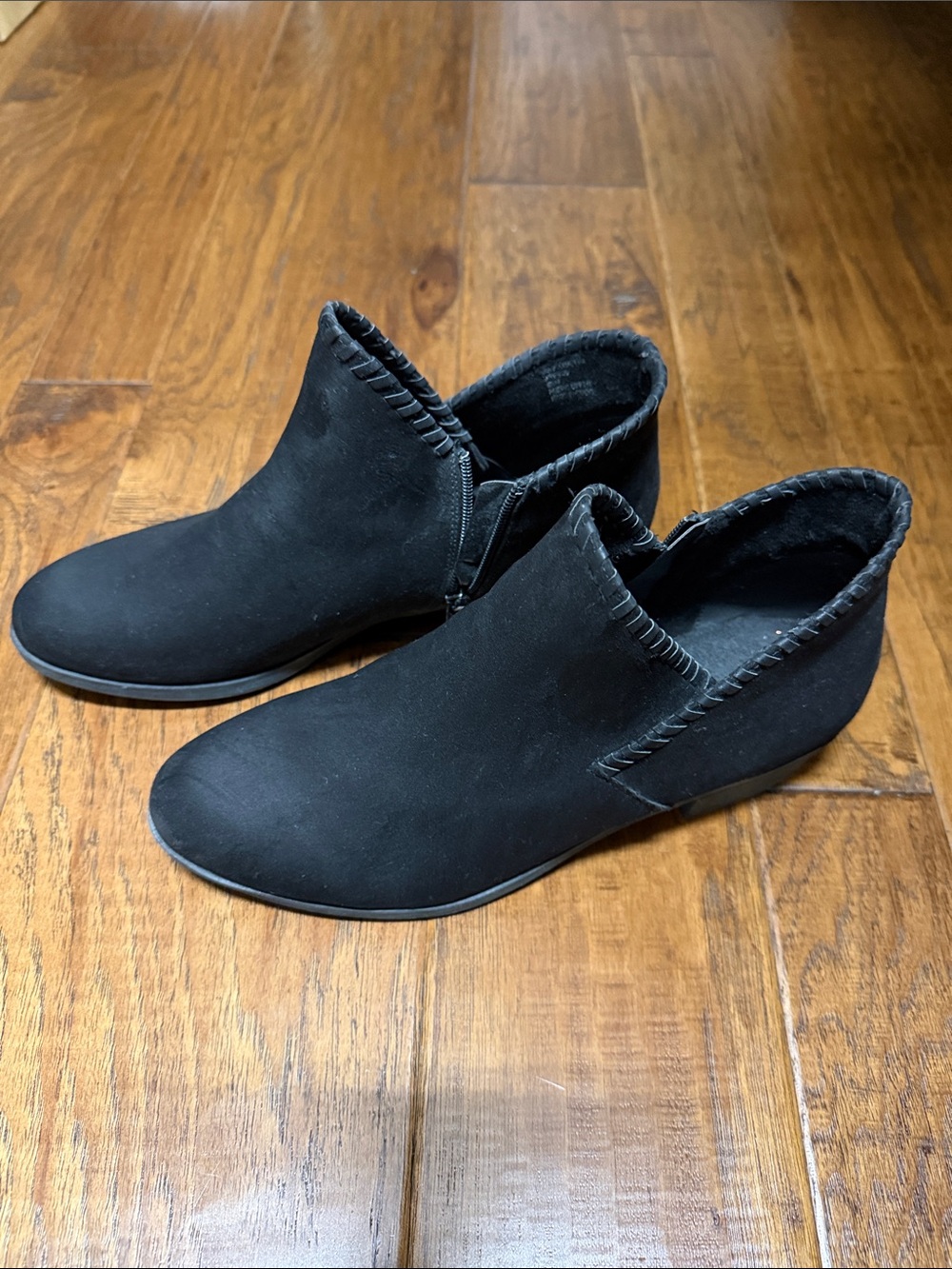 Women's Black Suede Ankle Booties - Slip-On Comfort